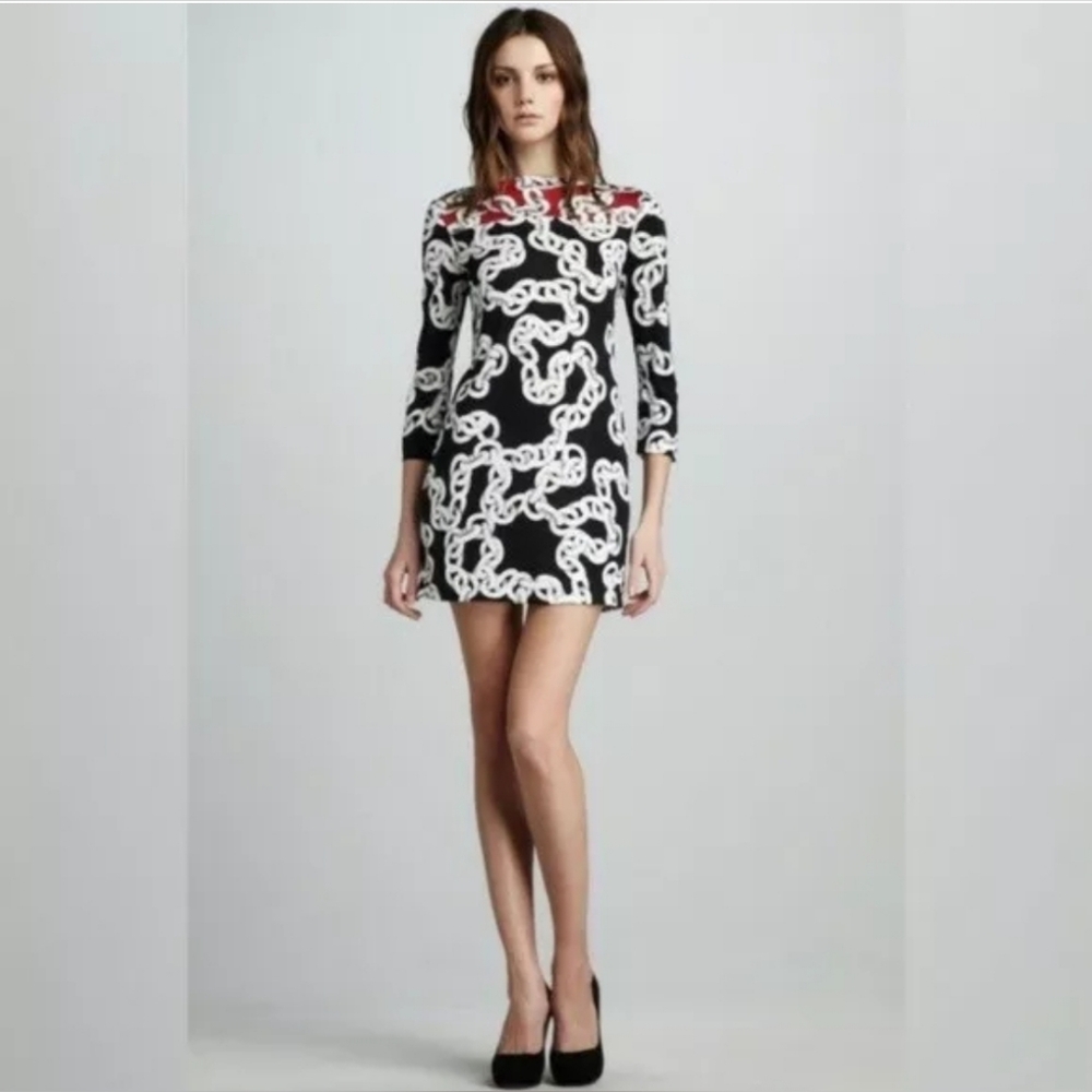 Diane Von Furstenberg DVF Ruri Silk Chain Link Sheath Mini Column Dress - 6 New